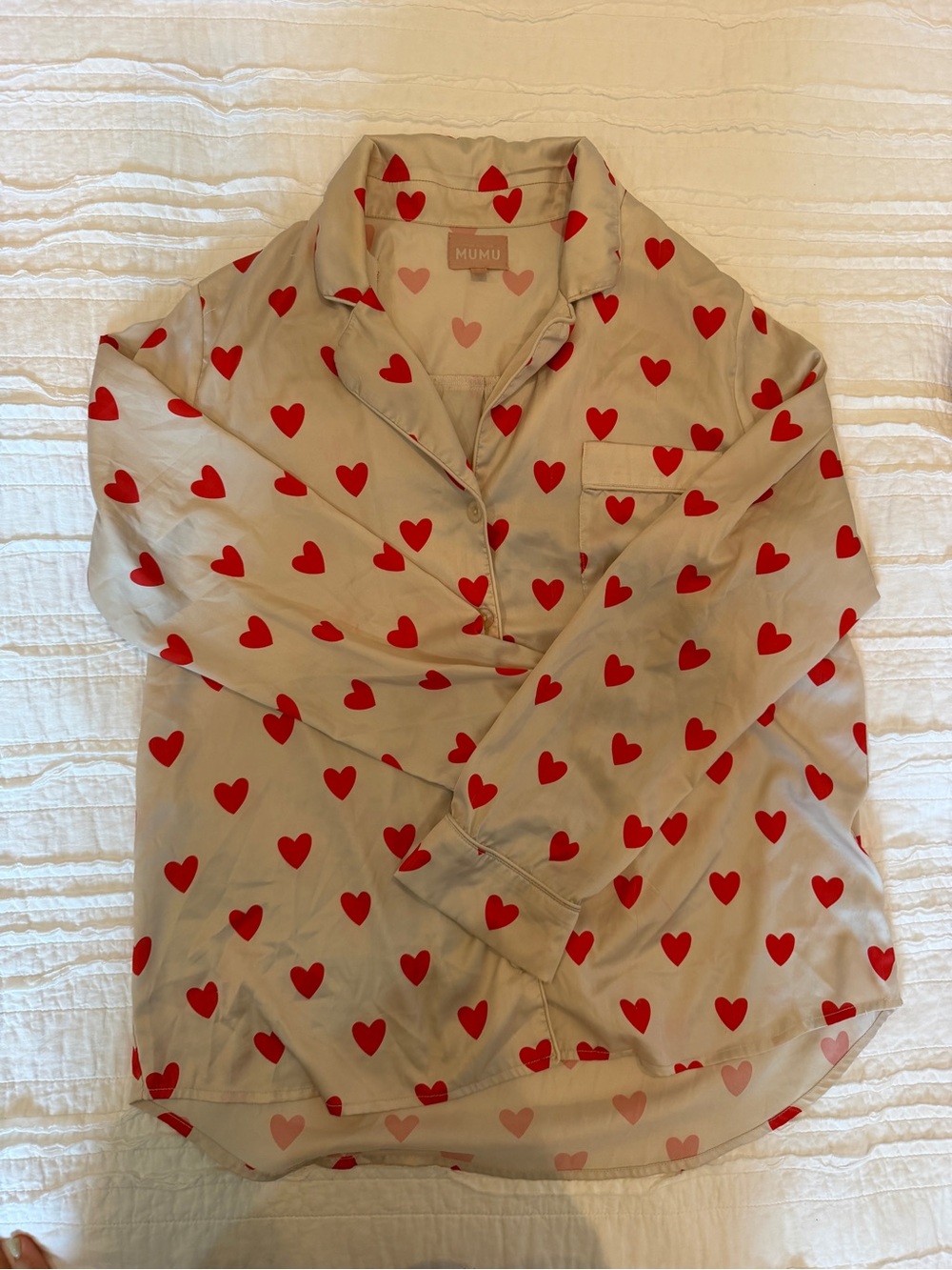 Show Me Your MuMu Beige pajama  with Red Heart Print